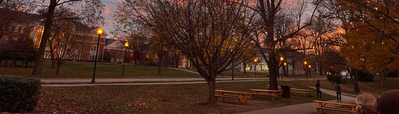Centre College campus at sunset in Danville KY